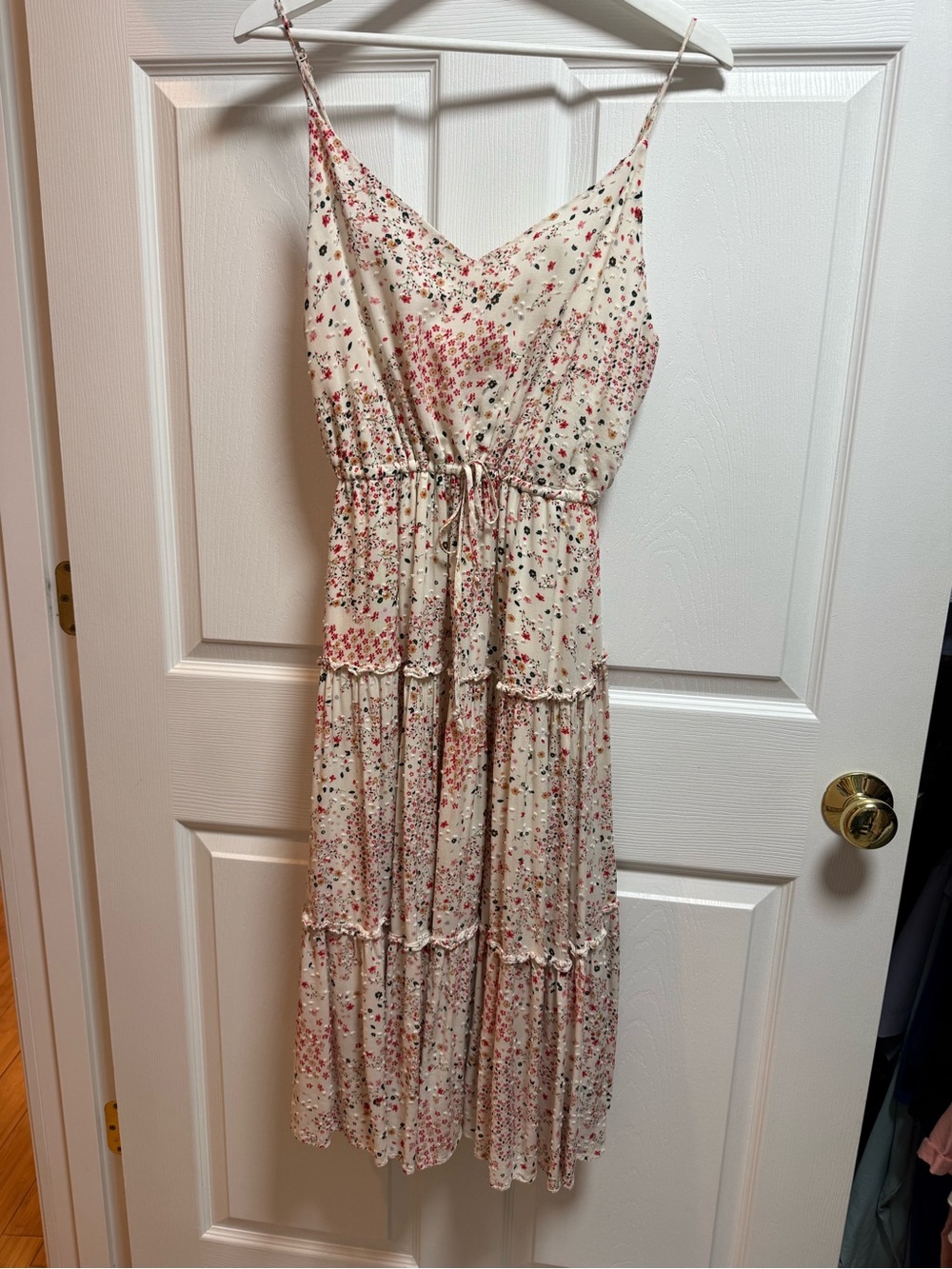 Everly Cream Maxi Dress with Pink Floral Print